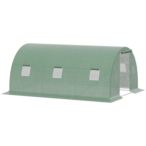 sconto Serre Tunnel 450x300x200 cm Porte Roulante et 6 Fenêtres Vertes