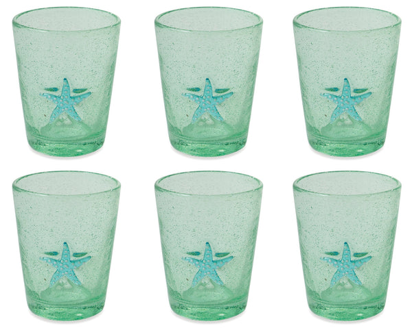 prezzo Set de 6 verres Ø8x10 cm en verre VdE Tivoli 1996 Poisson Vert Eau