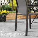 Set 2 Sedie da Giardino Impilabili 56x58x89 cm con Seduta Traspirante in Alluminio e Textilene Grigio Carbone 
