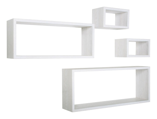 sconto Ensemble de 3 étagères cubes murales carrées et rectangulaires en panneaux de fibres de bois de chêne blanchi Merlin