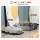 Cuccia Imbottita per Cani 102x74x23 cm in Tessuto Vellutato Grigio Scuro