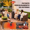 Fungo Riscaldante a Gas 13 kW 81x81x221 cm con Ruote e Tavolino in Metallo Marrone      