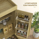 Credenza Cucina Stile Boho 2 Armadietti con Portaspezie e Cassetto 76x40x183 cm Rovere