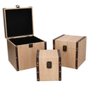 Set 3 Scatole in Similpelle effetto in legno quadro 