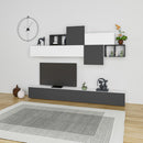 Parete Attrezzata Soggiorno 260 cm in MDF Tromen Bianco Opaco e Antracite