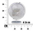 Mappamondo Bianco Ø25x34 cm in Ferro e Plastica Bianco e Argento