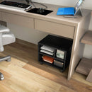 Mobile Porta Stampante a 2 Livelli con 3 Scomparti e Ruote per Ufficio e Studio 40x30x36 cm in Truciolato Nero