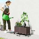 Fioriera Rialzata da 85L con Ruote Bloccabili Autoirrigazione e Fori di Drenaggio in PP Marrone      