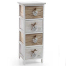 Cassettiera Mobile Salvaspazio 4 Cassetti Legno Slim Decoro Retro Design Cuori