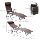 Lettino Prendisole Relax Reclinabile Pieghevole Telaio in Metallo Marrone 137x63.5x100.5 cm