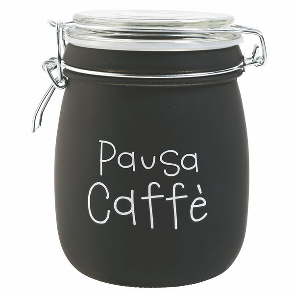 Pot à café avec écriture Ø10,8x17,3 cm en verre avec fermeture en métal Villa d'Este Home Tivoli online