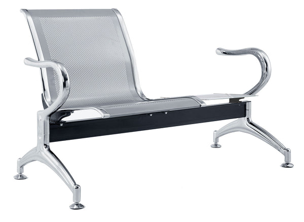 Panca per Sala Attesa 1 Posto da Ufficio con Tavolino in Acciaio Argento