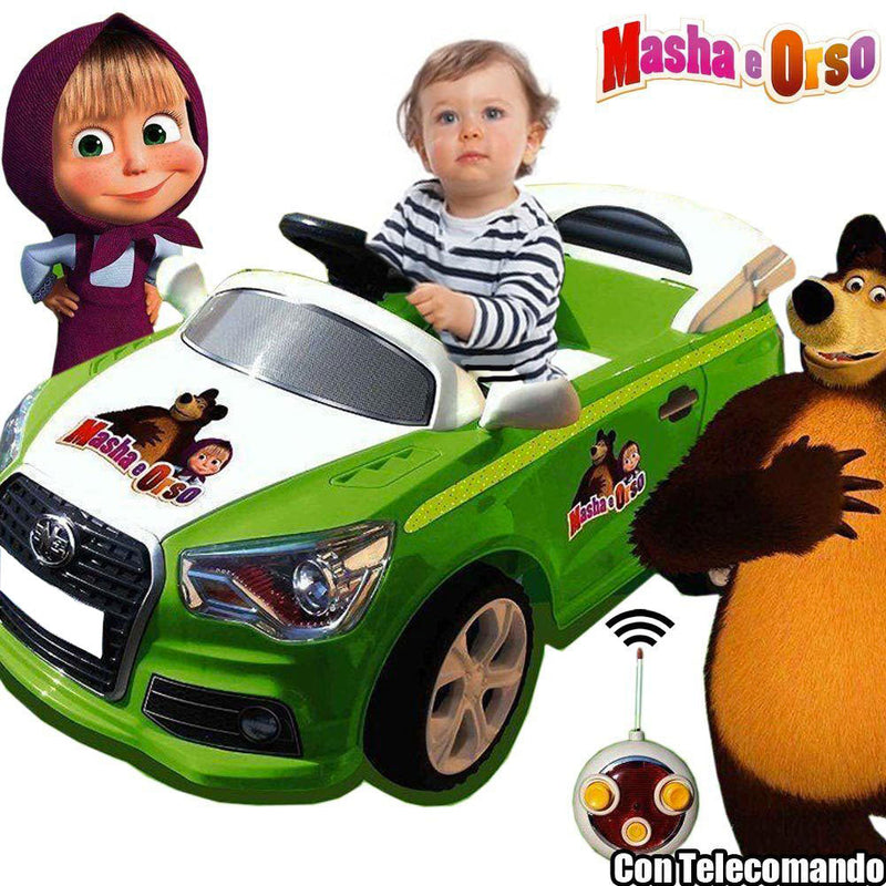 Macchina Elettrica per Bambini 6V Masha e Orso Boy Verde