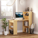 Scrivania con Mensole Libreria in Legno Naturale 120x55x120 cm 
