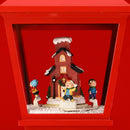Lampione Natale con Luce LED Scena Natalizia Motorizzata Neve Musica 180 cm Rosso
