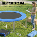 Trampolino Ø244 x 240A cm Rete di Protezione e Scala per Accesso in Acciaio e PP Blu      