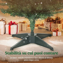 Albero di Natale Artificiale Slim 48x48x180 cm con 321 Rami a Forma di Abete e Base in Plastica Verde      