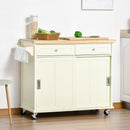 Isola per Cucina 110x49,5x89,5 cm con Cassetti Armadietto e Portasciugamani in Legno e MDF Bianco