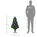Albero di Natale Artificiale 120 cm in Fibra Ottica con 16 LED a Forma di Stella 