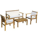 Set Salotto da Giardino Divano 2 Poltrone con Cuscini e Tavolino in Legno di Acacia