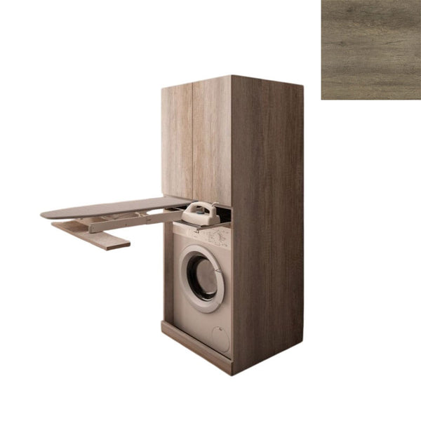 Mobile Lavanderia a Colonna per Lavatrice con Asse da Stiro e Ante Superiori 70x70x174A cm in Nobilitato Unika Olmo Naturale sconto