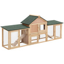 Conigliera da Giardino con Corsa e Rampe Tetto Impermeabile Legno 210x45.5x84.5 cm 