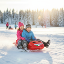 Bob Slittino a Due 2 Posti con Freni Slitta Neve per Bambini Rosso