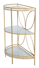 Mobiletto Glam Shelf 70x35x85 cm in Ferro MDF e Vetro Oro e Multicolor