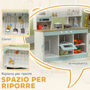 Cucina Giocattolo per Bambini 3+ Anni con Fornello Interattivo Forno e Macchina Caffè in Legno Bianco      