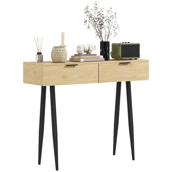 Consolle da Ingresso in Stile Nordico 100x30x80,5 cm in Legno e Acciaio Rovere sconto