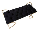 Panca Glam Luxy Nera 103x43x47 cm in Ferro e MDF e Spugna e Poliestere Nero e Oro