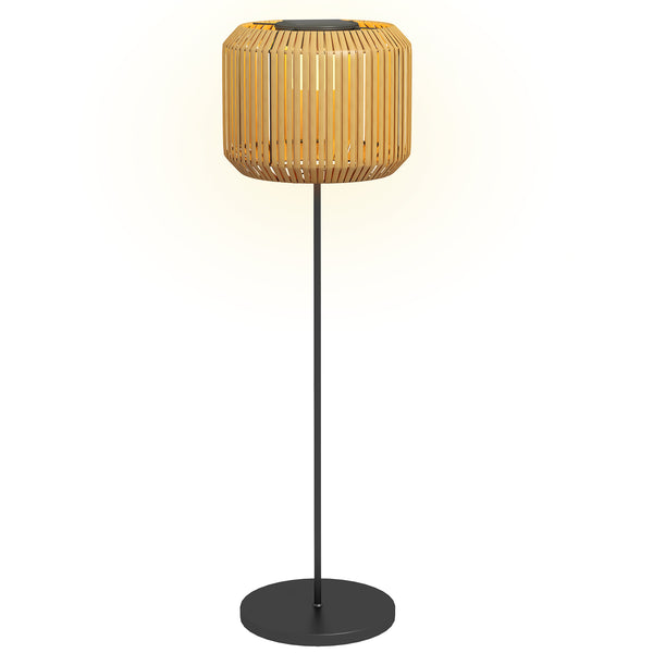 acquista Lampada Solare da Giardino Ø34x130 cm con Illuminazione LED in Acciaio e Rattan PE Giallo
