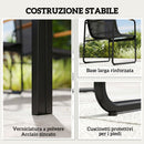Set 7 Pezzi con Tavolo 150x80x73 cm e 6 Sedie da Giardino con Braccioli in Acciaio e Vetro Nero      