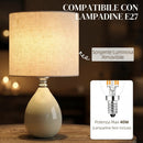 Lampada da Tavolo 22x22x35 cm con Paralume in Tessuto Effetto Lino E27 e Interruttore a Bilanciere in Ceramica Crema      
