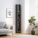 Mobile Libreria Porta CD a 12 Ripiani 21x20x175 cm per 204 CD in MDF e Truciolato Nero      