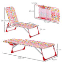 Lettino Prendisole Pieghevole per Bambini 118x40x24 cm in Metallo e Poliestere Rosa