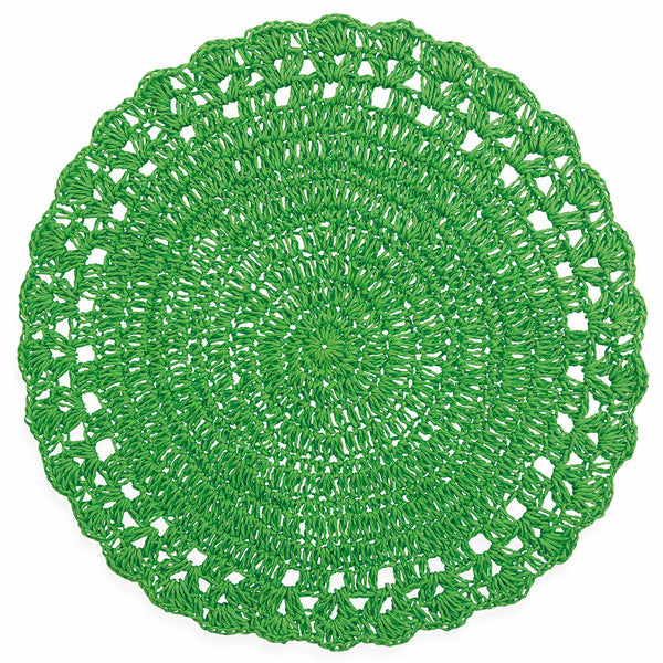 Lot de 6 sets de table ronds en raphia Villa d'Este Crochet Vert prezzo