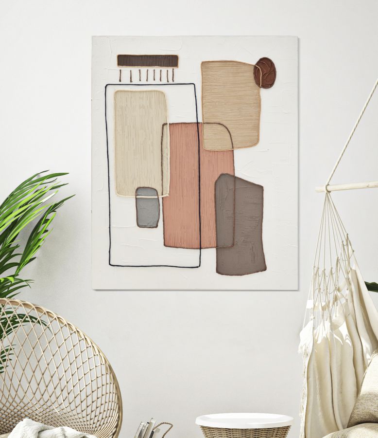 Dipinto su Tela Paint 80x100x2,8 cm Cornice in Legno di Pino Multicolor