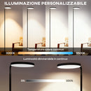 Lampada da Terra LED con Testa Girevole a 350° e Telecomando Magnetico Regolazione Luminosità Nero      