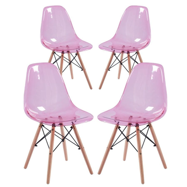 sconto Lot de 4 chaises 45,5x53,5x81,2 cm en polypropylène rose Betty