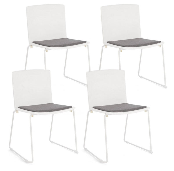 Lot de 4 chaises Giulia 43,5x50x79 cm en polyester blanc et blanc prezzo