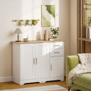 Credenza Moderna Buffet 100x40x78 cm con 2 Cassetti e 2 Armadietti in Legno Bianco e color Legno      