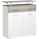 Mobile  1 Cassetto 2 Ante con Ripiano Rialzato 104x38,5x111,5 cm in Truciolato Bianco