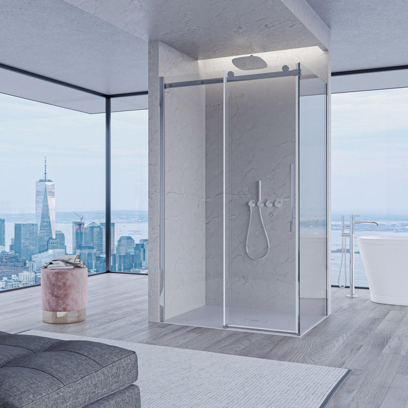 Box Doccia Angolare 1 Anta Scorrevole in Cristallo Trasparente 8mm H195 Bonussi Alina Varie Misure
