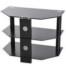 Mobile TV con 3 ripiani in Vetro Temperato Nero 65x38x50 cm 