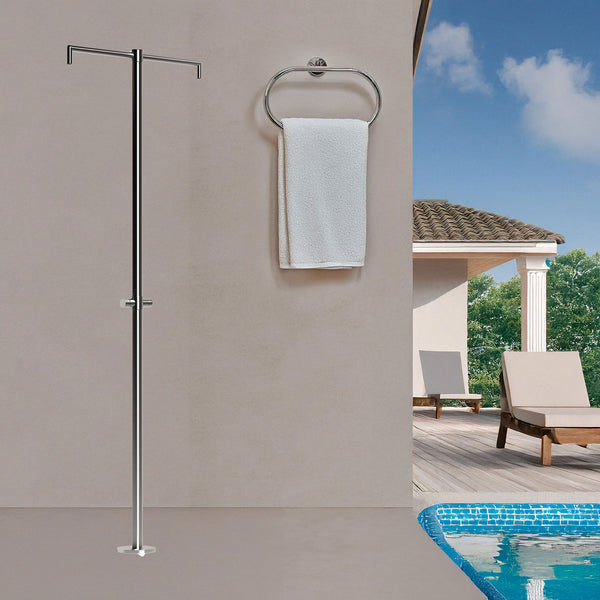 sconto Doccia da Giardino ad Acqua Fredda in Acciaio Inox con 2 Soffioni Stretti Sined Bicefalo