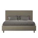 Letto Matrimoniale con Testata e Alzata Comoda Imbottito in Similpelle Focus Cappuccino Varie Misure