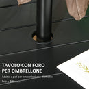 Tavolo da Giardino Rotondo per 4 Persone Ø115x72cm con Foro per Ombrellone e Doghe in Metallo Nero-5