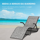 Lettino Prendisole Pieghevole 170x62x68 cm in Metallo e Tessuto a Rete Grigio