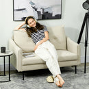 Divano 2 Posti Design Moderno 124x73x92 cm Schienale Trapuntato a Bottoni e Rivestimento in Velluto Crema   